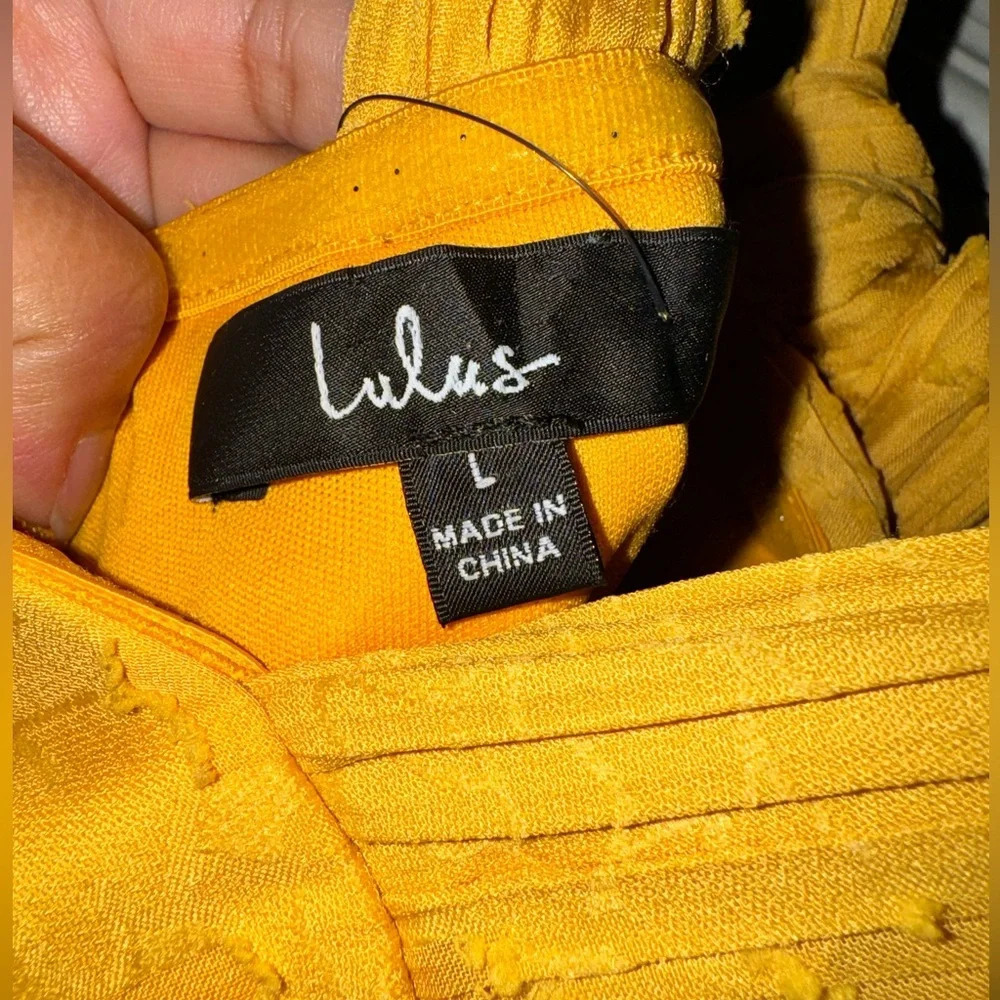 NWT Lulus Lovely Celebration Yellow Floral Burnout Chiffon Jumpsuit Size Large - Picture 6 of 15